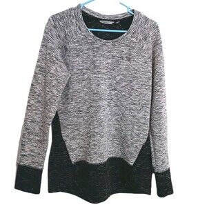 Athleta Gray/Black Long-sleeve Side Zipper Pullover Sweatshirt Sz L Rayon Blend